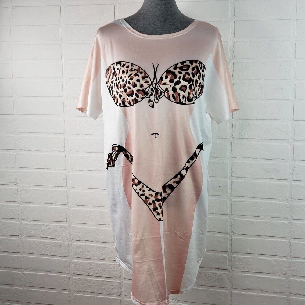 HOTOUCH Swim Bathing Suit Coverup Womens Size M Bikini Printed Beach Funwear